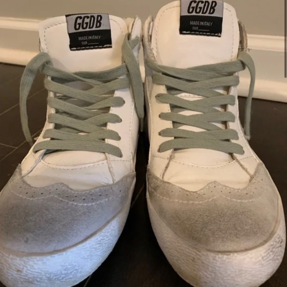 Golden Goose GGDB superstar mid white gray leather suede sneakers size 9 womens - Picture 3 of 4